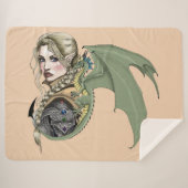 Elf Warrior Dragon Fantasy Sherpa Deken (Voorkant (horizontaal))