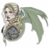Elf Warrior Dragon Fantasy Sticker (Voorkant)