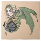 Elf Warrior Dragon Fantasy Tegeltje (Voorkant)