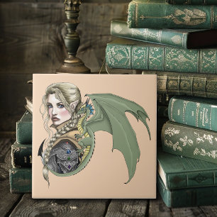Elf Warrior Dragon Fantasy Tegeltje