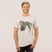 Elf Warrior Dragon Fantasy Tri-Blend Shirt (Voorkant volledig)