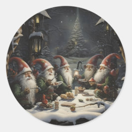 Elf Winter Diner in de Bossen Kerst Elfen Ronde Sticker