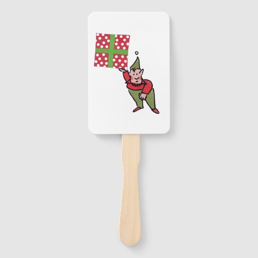 Elf With Polka Dot Gift rectangle hand fans Handwaaier (Voorkant)