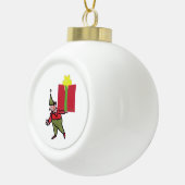 Elf With Red Box ceramic Christmas ball ornament (Rechts)
