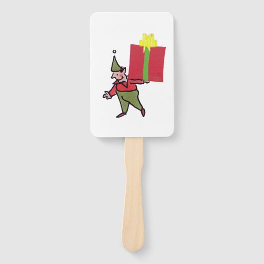 Elf With Red Box rectangle hand fans Handwaaier (Voorkant)