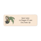 Elf Woman Dragon Fantasy Etiket (Voorkant)
