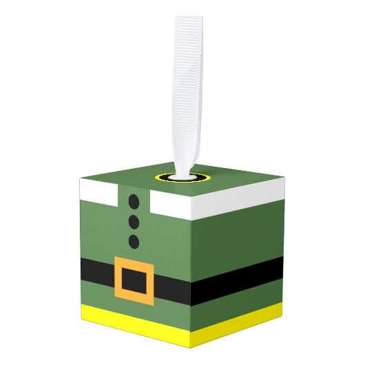 Elf Wooden Cube Christmas Ornament (Voorkant hoekig)