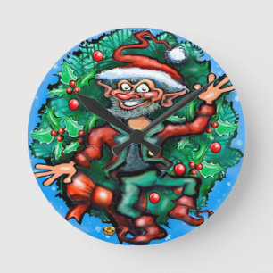 Elf Wreath Ronde Klok