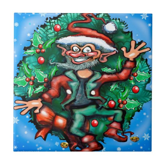 Elf Wreath Tegeltje (Voorkant)