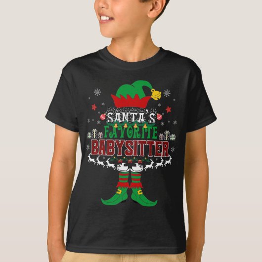 Elf Xmas Favoriete Babysitter Ugly Sweater T-shirt (Voorkant)