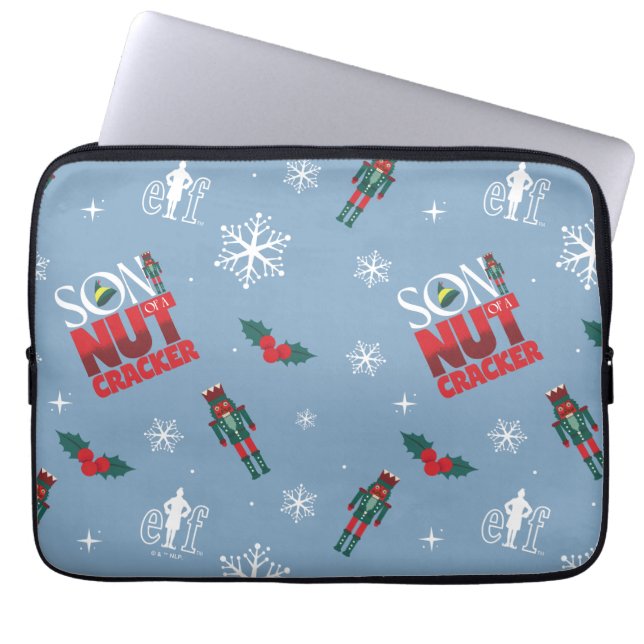 Elf "Zoon van een notenkraker" Winterpatroon Laptop Sleeve (Voorkant)