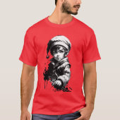 Elf Zwart & Wit Inkt Kerst T-shirt (Voorkant)