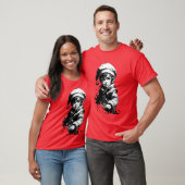 Elf Zwart & Wit Inkt Kerst T-shirt (Unisex)