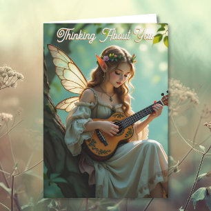 Elfachtige fee met ukulele Denken aan jou Kaart