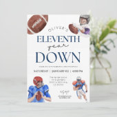 Elfde jaar down football thema jongensverjaardag kaart (Staand voorkant)