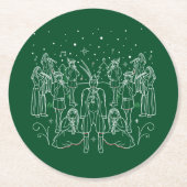 elfde kerstdag Onderzetters/groen Ronde Kartonnen Onderzetter (Voorkant)