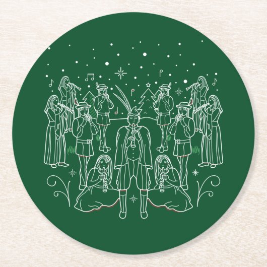 elfde kerstdag Onderzetters/groen Ronde Kartonnen Onderzetter (Voorkant)