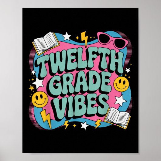 Elfde klas vibes terug naar school leraar Kind 12 Poster (Voorkant)