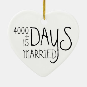 Elfde verjaardag 11 jaar getrouwd vrouw man keramisch ornament