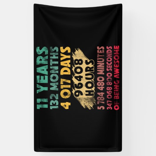 elfde verjaardag elf jaar Geweldige Spandoek (Verticaal)