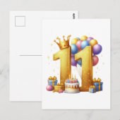 Elfde verjaardag goud briefkaart (Voorkant / Achterkant)