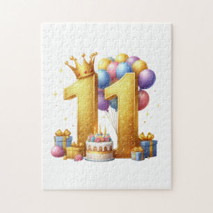 Elfde verjaardag goud legpuzzel
