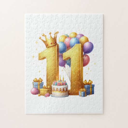 Elfde verjaardag goud legpuzzel (Verticaal)