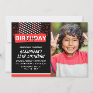 Elfde verjaardagsuitnodigingen jongen Feest Foto R Kaart