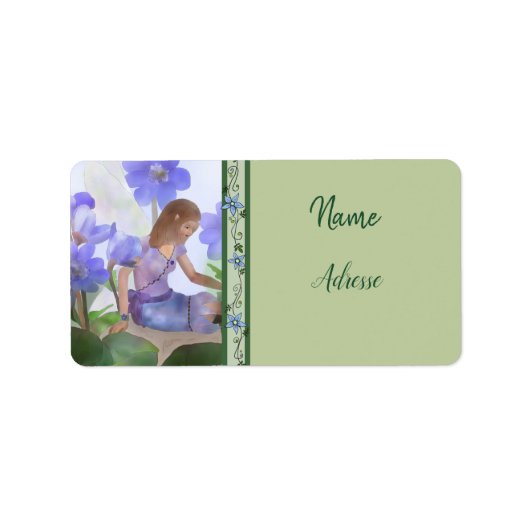 Elfe im Blumenbeet Adressaufkleber Etiket (Voorkant)