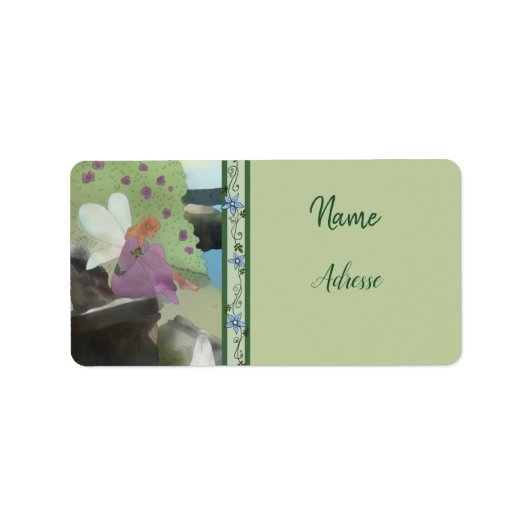 Elfe im Blumenbeet Adressaufkleber Etiket (Voorkant)