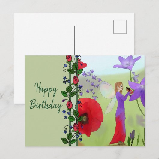 Elfe im Blumenbeet Briefkaart (Voorkant / Achterkant)