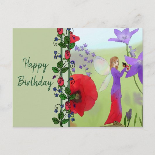 Elfe im Blumenbeet Briefkaart (Voorkant)