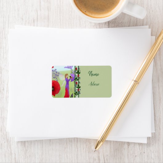 Elfe im Blumenbeet Etiket (Insitu)