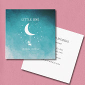 Elfe mit Zauberstab Schaukel Sterne Mond Vierkante Visitekaartje