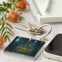 Elfen boshuis Kasteel Sleutelhanger