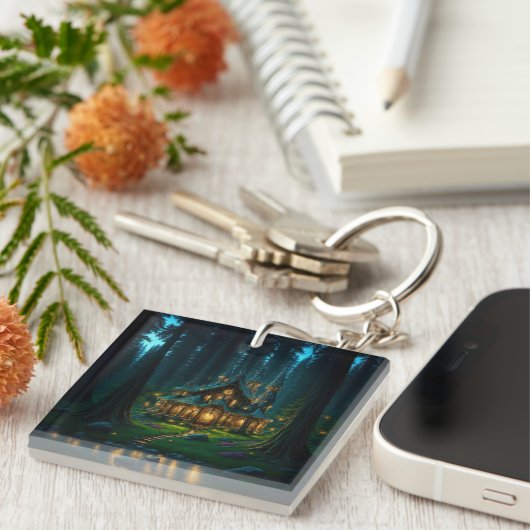 Elfen boshuis Kasteel Sleutelhanger (Voorkant Rechts)