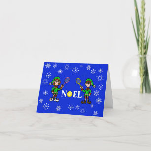 Elfen die Tennis Spelen Kerstkaart Kaart