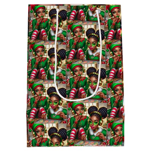 Elfen eten goodies medium cadeauzakje (Achterkant)