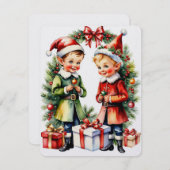 Elfen kerst feestdagenkaart (Voorkant / Achterkant)