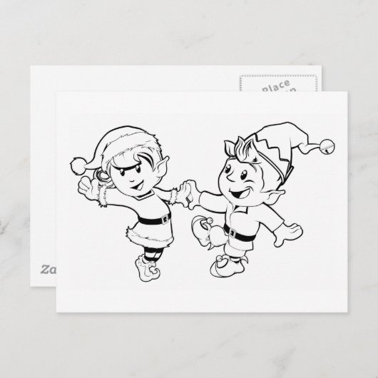 Elfen kerstdansen feestdagenkaart (Voorkant / Achterkant)