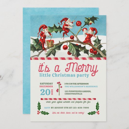  Elfen Kerstfeest Kaart (Voorkant / Achterkant)