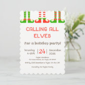Elfen Kerstfeest uitnodiging (Staand voorkant)