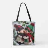 Elfen knuffelen onder de mistletoe tote bag (Achterkant)
