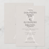 Elfen Script Klasse Modern Monogram Huwelijk Kaart (Voorkant / Achterkant)