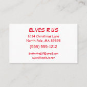 Elfen zijn ons Vrouw Elf w Snoepjes Visitekaartje (Achterkant)