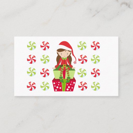 Elfen zijn ons Vrouw Elf w Snoepjes Visitekaartje (Voorkant)