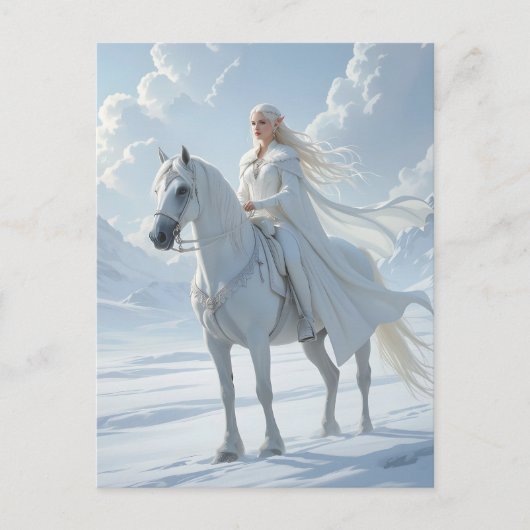 Elfenkoningin rijdend op een wit paard briefkaart (Voorkant)