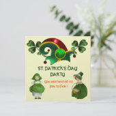 ELFENMUTS MET KLAVEREN ST. PATRICKS DAG FEESTJE KAART (Staand voorkant)