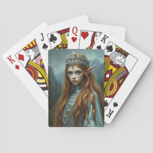Elfenvrouw van de Sluier – Fantasie Portret Pokerkaarten