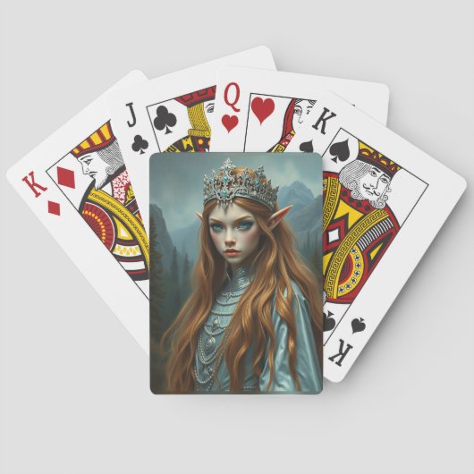 Elfenvrouw van de Sluier – Fantasie Portret Pokerkaarten (Achterkant)